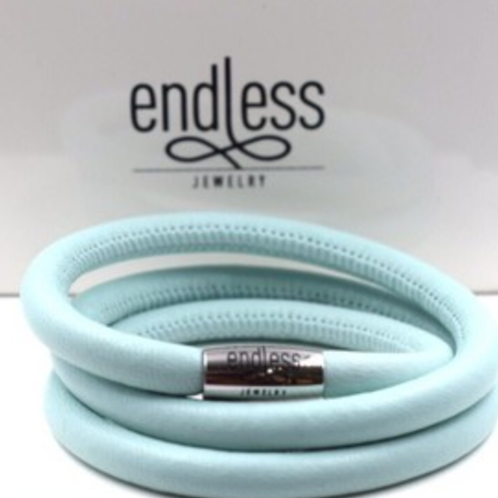 Endless Jewelry Bracelet Mint Leather Triple with Silver Tone Magnetic Clasp